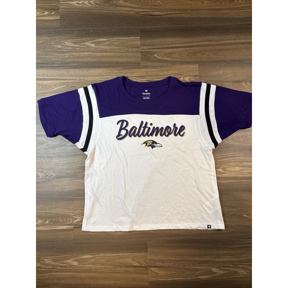 Women's Baltimore Ravens Fanatics White / Purple Crop Top